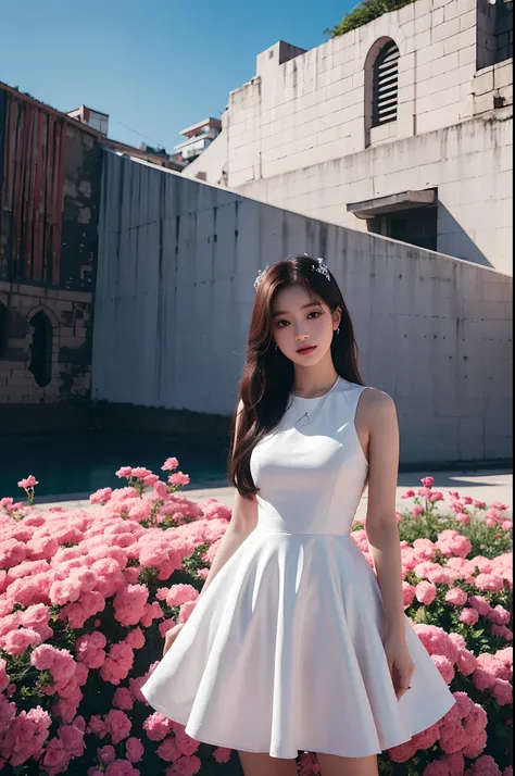 arafed woman in a white dress posing for a picture, official artwork, pokimane, photoshoot, portrait of jossi of blackpink, fanart, promo still, sakimichan, roseanne park of blackpink, promo art, portrait photo of a backdrop, promotional picture, inspired ...