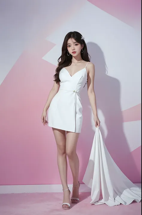 arafed woman in a white dress posing for a picture, official artwork, pokimane, photoshoot, portrait of jossi of blackpink, fanart, promo still, sakimichan, roseanne park of blackpink, promo art, portrait photo of a backdrop, promotional picture, inspired ...