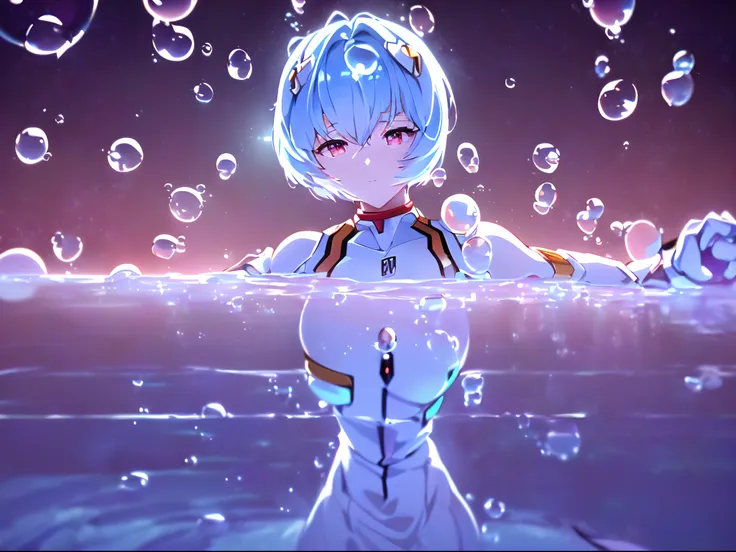 (((ayanami rei))),((((BREAK,Design an image with a fisheye lens effect, capturing a wide field of view with a distinctive, curved perspective.BREAK,)))1girl,solo,(masterpiece,best quality, official art,aim to viewers, beautiful and aesthetic:1.3),((ultra h...