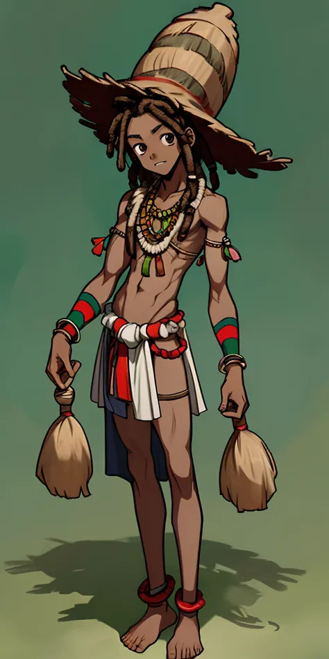 African teenager anime male slave skinny witch doctor tribal kid dreadlocks