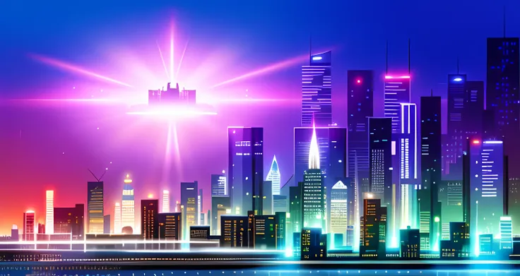 City skyline with bright lights and bright sky, vectorial, vector design, vectorial, Vector image, Vector-based, Vector background, urban backdrop, Vector Image, megacity background, vectorial art, city in backround, Beautiful background, Vector graphics, ...