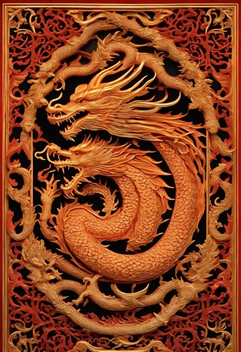 Best Quality, Top image quality, Top resolution, Intricate details, Craftsmanship, (Papercut:1.3), The work of a magician with fire magic, Ring of Fire, Dragon engulfed in flames,Flames sticking out of the dragons mouth, Paper burning, fire, Real Fire、A tr...