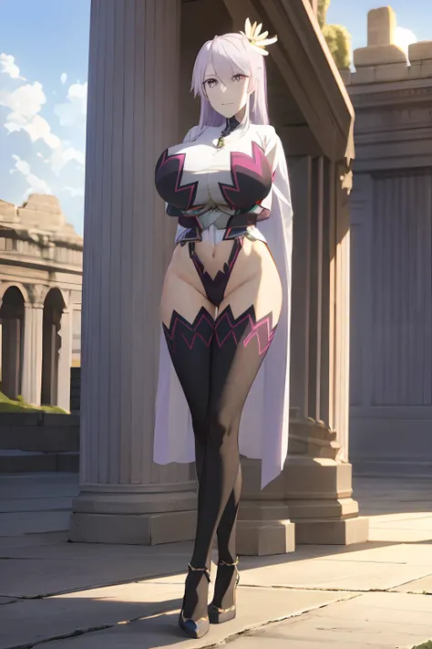 masterpiece, ((royal dressed)), ((wing)), halo, (best quality), (solo), 1girl, reona, silver hair, purple hair , long hair, purple eyes, sexy woman, hair between eyes, hair ornament, vibrant colors , natural lighting, RTX, (huge tits), (detailed face:1.2),...
