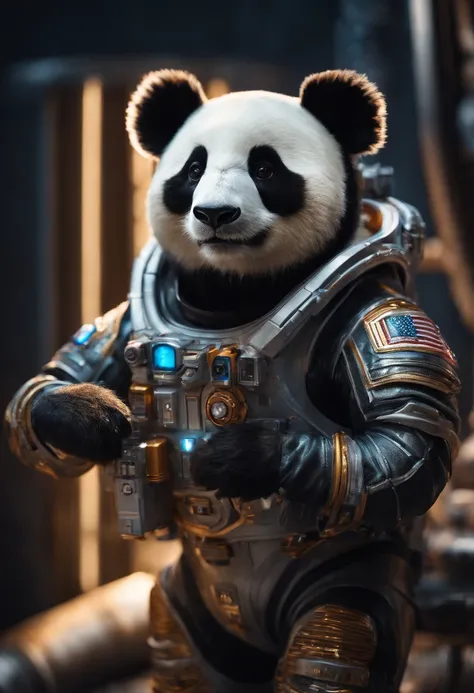 space bear panda, masterpiece, dressing space suit