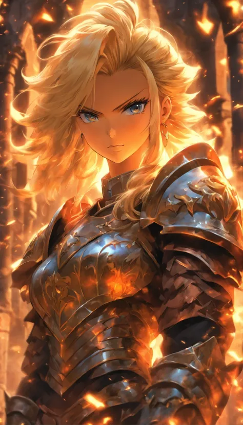 only [1 woman] , Sex life, Blonde hair, Giant chest, (chiselled abdomen), (Dark skin), ( Armor), inside castle