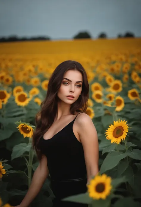 arafed woman with large breasts, sexy girl with green eyes, portrait sophie mudd, brown hair and large eyes, selfie of a young woman, bedroom eyes, violet myers, without makeup, natural makeup, looking directly at the camera, face with artgram, subtle make...