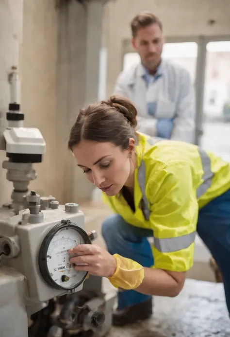 Preparing the water meter for validation Our specialists, Sexy Female Metrologists, Diagnostics and maintenance of the water meter before starting calibration. This allows you to make sure that it is effective and ready for the event