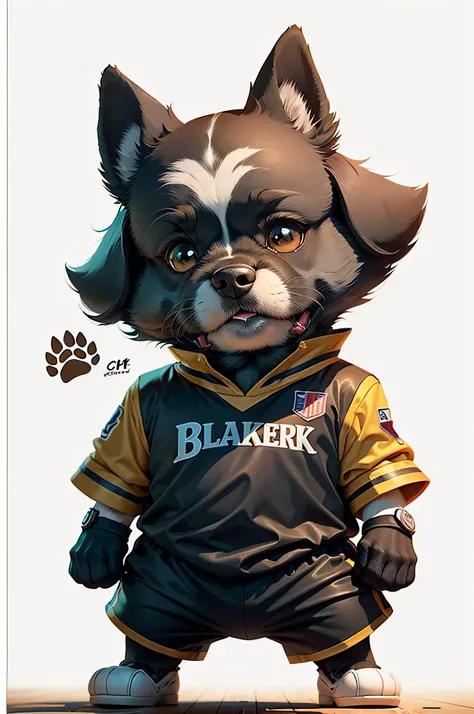 C4tt4stic, Cartoon black terrier dog on basketball player uniform