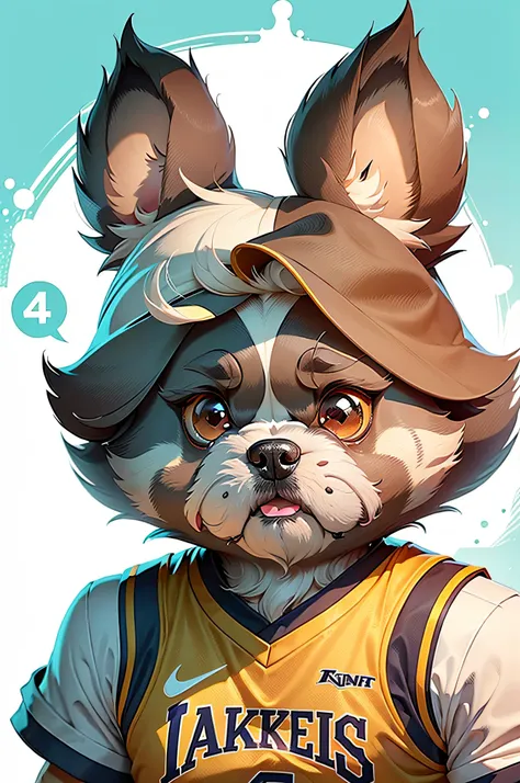 C4tt4stic, Cartoon Shih Tzu dog on basketball player uniform