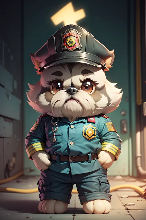 C4tt4stic, American Firefighter Uniform Cartoon Shih Tzu