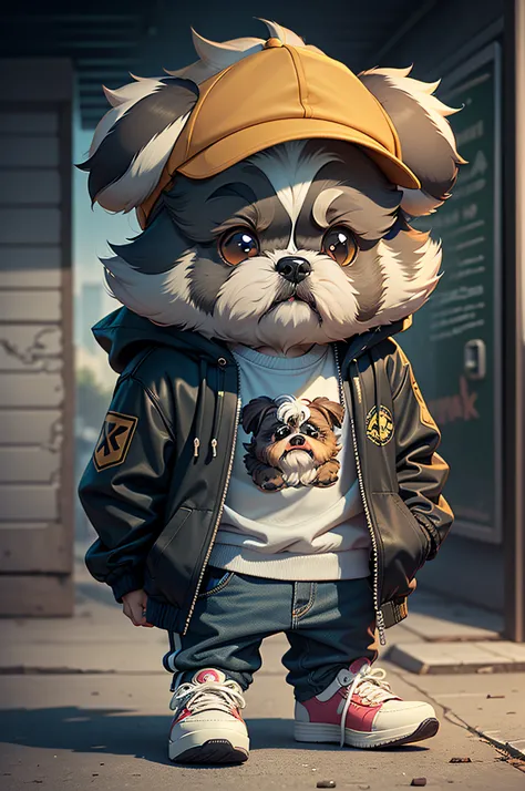 C4tt4stic, Cartoon Shih Tzu with jacket and skateboard