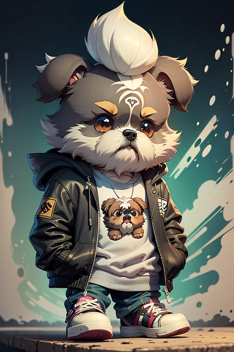 C4tt4stic, Cartoon Shih Tzu with jacket and skateboard