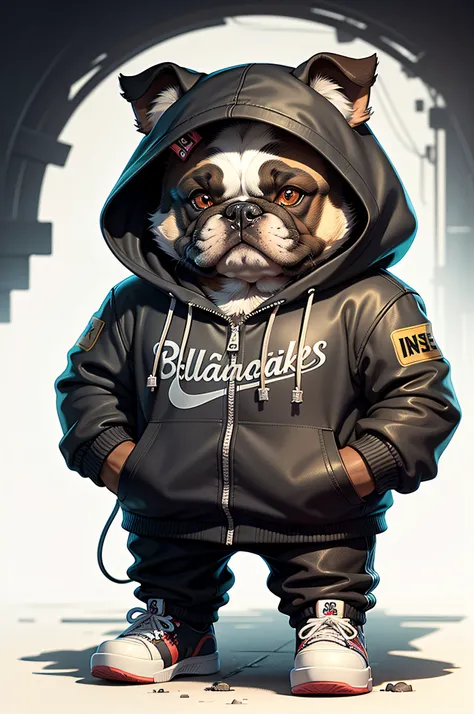 C4tt4stic, Cartoon black color bulldog in jacket and skateboard、Playing basketball