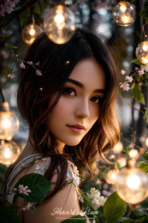 arafed image of a woman with a flowered tree in the background, beautiful portrait lighting, photography portrait 4 k, beautiful portrait image, brandon woelfel, beautiful glowing lights, soft portrait shot 8 k, 8k artgerm bokeh, 8k artistic portrait photo...