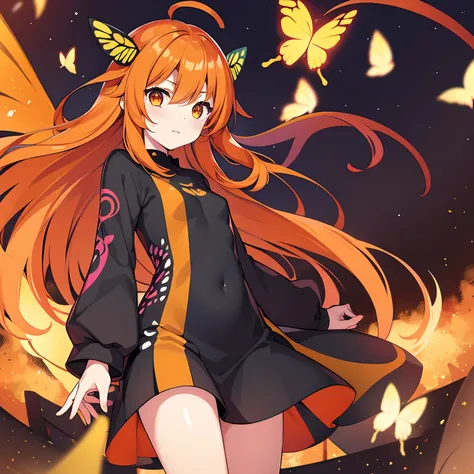 girl with、Forum Long、Orange Eyes、Orange hair、loimu、Butterfly wings hair、klee