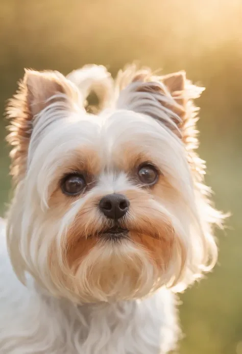 Biewer terrier femea, na cor dourada com colar de joias no pescoco