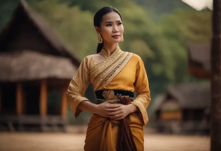 Thai woman in traditional Thai folk costume