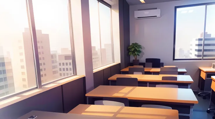 Office Wall、Large office、Business Desk、Office Chair、window、Window shade、No person