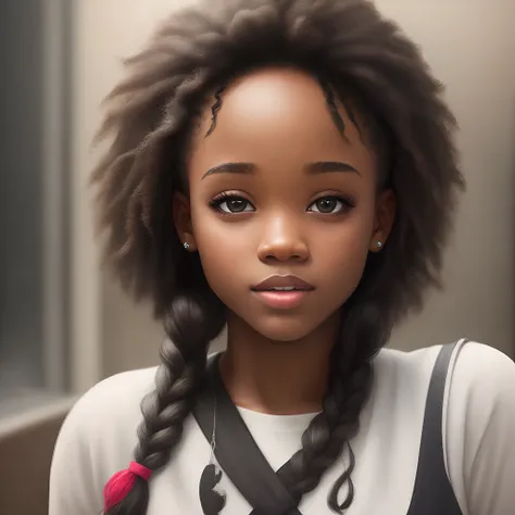 Young black girl, with white hairs . masterpiece hyper realistic