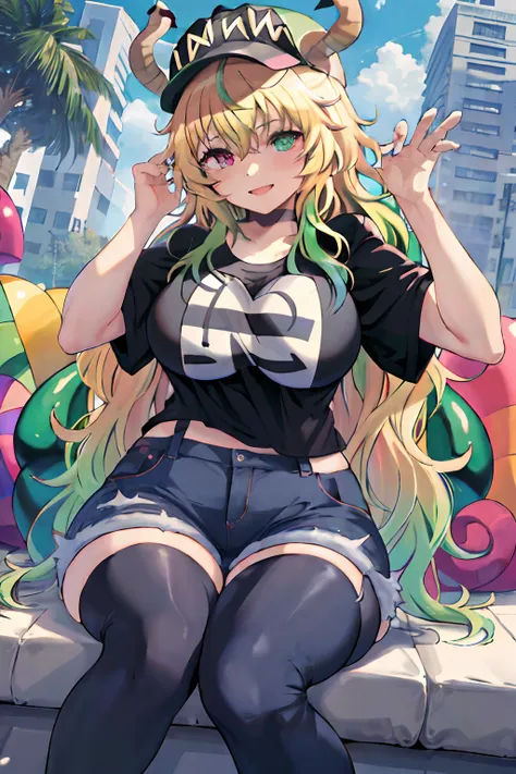 (((lucoa))),absurdos, mejor calidad, 1girl, solo, mirando al espectador, enfoque de ojos, lucoadm, casualcl, pantalones cortos, ...