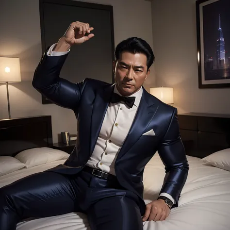 50 years old,daddy,shiny suit,k hd,in the office,muscle, gay ,black hair,asia face,masculine,strong man,the boss sleeps comforta...