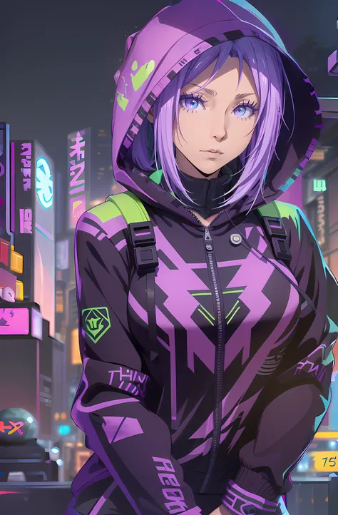 there is a woman in a black and green hoodie posing for a photo, cyberpunk anime girl in hoodie, as an overwatch character, anim...