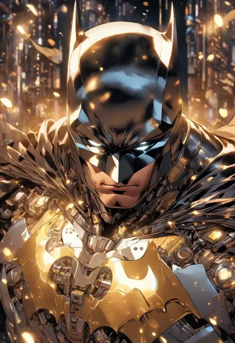 Batman wears a gold and silver robot suit, Robotics