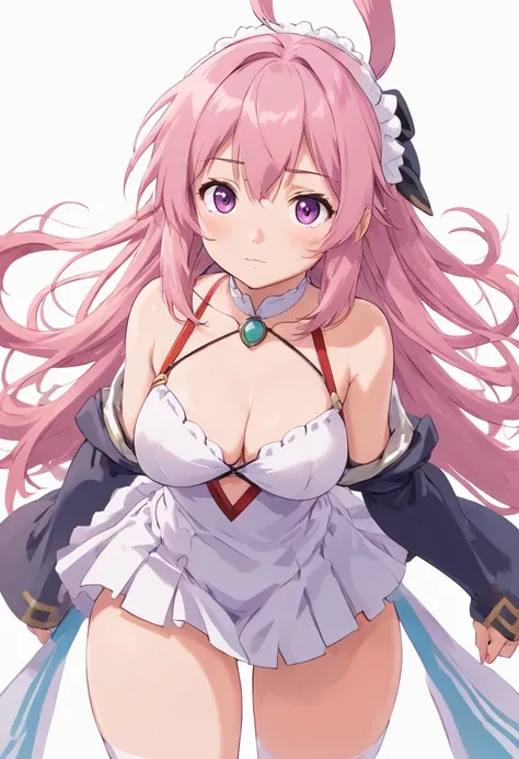 (Masterpiece, Best Quality, Highres:1.4), Detailed, Intricate Details, 4K, 1Girl, Solo, Mature, Standing, (astolfo (fate):1.1), (Facing Viewer:1.2), Upper Body, Pink Hair, Medium Hair, Streaked Hair, Hair Ornament, Purple Eyes, Cleavage Cutout, Cleavage, B...