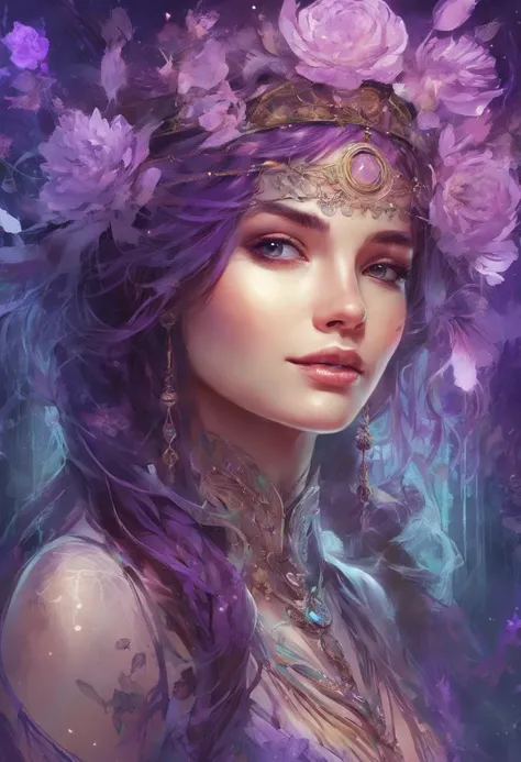 happy girl, centered, looking at the camera, approaching perfection, dynamic, shades of purple, highly detailed, digital painting, art station, concept art, smooth, sharp focus, illustration, art by Carne Griffiths and Wadim Kashin, detailed face, 4k