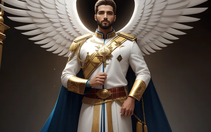 anjo masculino de deus, anjo masculino, The angel of Gods army, Golden Army, Rosto detalhado, army, face sem defeito, Normal face, barba grande, barba judeu, tempestade, Towards the Heavens, celestial, divino, fotorrealista, renderizado, 4k, 8k, texturas d...