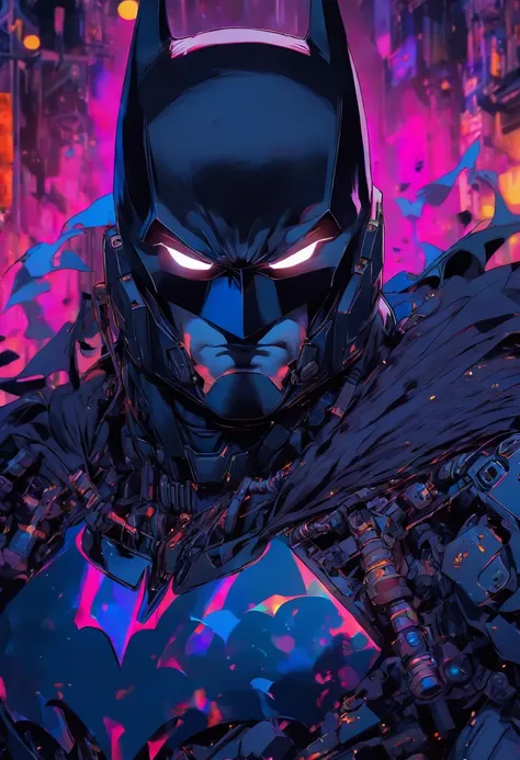 Batman wears a black combat robot suit