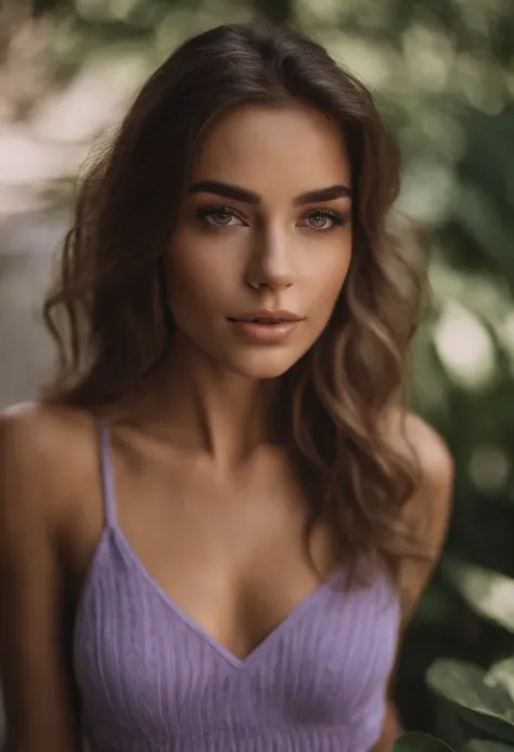 Arafed woman with matching tank top and panties, Sexy girl with brown eyes, portrait sophie mudd, brown hair and big eyes, Selfie einer jungen Frau, Paris, Violet Myers, ohne Make-up, Natural makeup, Blick direkt in die Kamera, Gesicht mit Artgram, dezente...