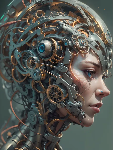 ((best quality)) , ((masterpiece)) , (detailed) , (a woman becomes a machine:1.3)，intricate mechanical details，detailed head ana...