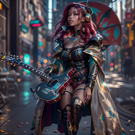 matrix Masterpiece epic Urban deep path equirectangular_360 girl Diva Jinx play handled guitar optimal sunLight meticulously intricate ultra_high-detail luminescence volumetric lightning contrast ultra_high_resolution ultra pro-Photorealistic ultra_high_qu...