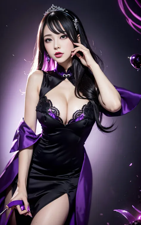 Charming beauties、Evil Female Executive、Night city、Move ki、The Darkness、seductiv、brainwashed、remodel、Evil Fall、wicked、darkness、Purple Eyeshadow、black pantyhose、Evil Bride、qipao dress、Purple liquid