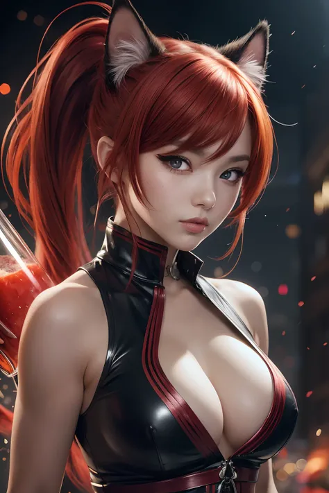 girl with red hair and cat ears posing for a picture, extremely detailed artgerm, ig model | artgerm, style artgerm, 8k artgerm bokeh, artgerm on artstation pixiv, artgerm detailed, artgerm portrait, in the style artgerm, artgerm. high detail