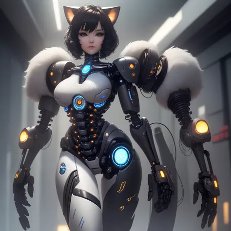 ((furry, cyborg anthropomorphic furry cat)), (best quality: 1.2)), (complex 3d render ultra detailed), (realistic eye details: 1.2), ((robotic parts with wires and circuits)), beautiful soft light, rim light, vibrant details, luxurious cyberpunk, hyperreal...