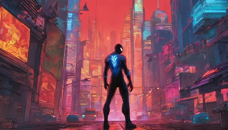 Get ready to witness the merging of the worlds of Spider-Man and Cyberpunk in one breathtaking image. Nesta obra-prima visual em 8K, You will be transported to a futuristic and dystopian environment, where the iconic Marvel hero gets a new look. O Homem-Ar...