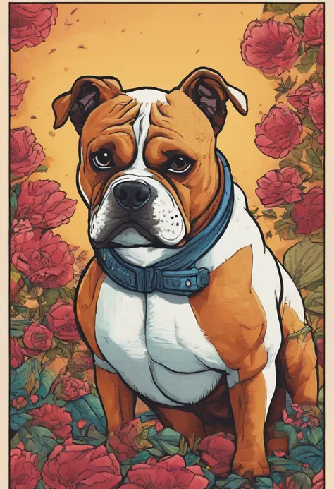 cinematic photo Embroidery of a smug, american bully indiferente, equiretangular 360, Romantic, arte por Michael Hutter . fotografia 35mm, Film, Bokeh, profissional, 4k, altamente detalhado