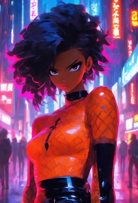 Anime girl standing on city street in leather skirt and black erotic lingerie, long-haired Ilya Kuvshinov, Guviz style artwork, anime art wallpaper 8 K, Guvitz on art station Pisif, Guwiz on Pisiv art station, cyberpunk anime art, Monster Boy, Caramel Brow...