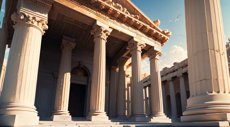 Closeup, Imposing greek temple, as beautiful as it cant get, luxurious palace revested by gold, classic greece at its finest, MASTERPIECE, HIGHEST QUALITY, JAW DROPPING --auto