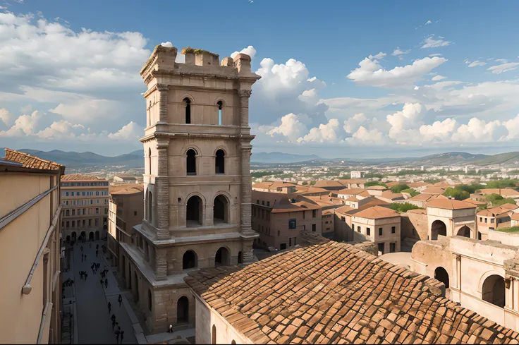 a very detailed photography of an ancient tower, in the roman empire, hyperrealism