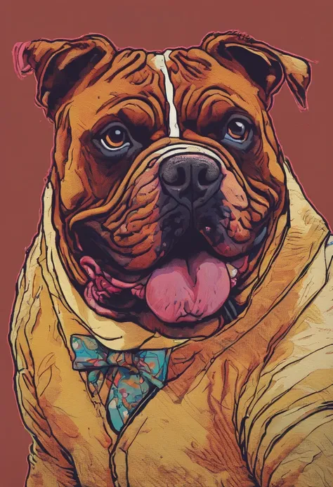 cinematic photo Embroidery of a smug, american bully indiferente, equiretangular 360, Romantic, arte por Michael Hutter . fotografia 35mm, Film, Bokeh, profissional, 4k, altamente detalhado