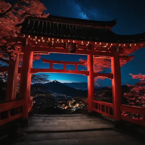 Master Parts、Superior Quality、superior image quality、The 8k quality、、Beautiful pictures of the starry sky、magnifica、Arched Milky Way、Kiyomizu-dera Temple