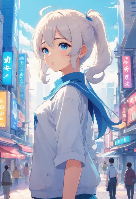 white color hair，double ponytail curls，blue color eyes，White Lolita，Beth，Bustling cityscape
Good morning(^^)/I would like to share the current occupation that will lead to the future for a while and the content consideration of the range that can be realiz...