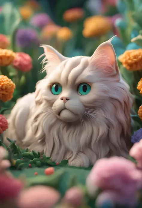 /digital a stunning photo of a couple Persian cat surrounded by plants in a flower meadow, 8k resolution concept art( intricate details:1.2), sunlight, (high quality:1.2), trending on artstation, 8k, absurdres, extremely detailed fur, (close up:1.1)