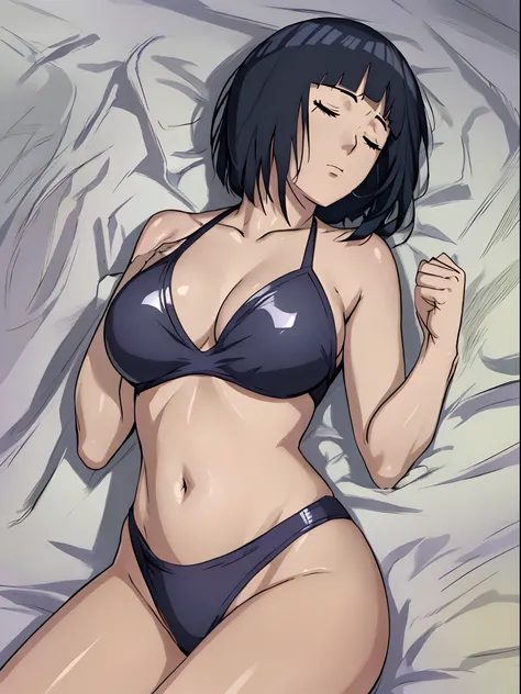 (ultra detailed body, ultra detailed face), ((solo)), anime style, hires, ((yellow ground)), (hinata(boruto), (female wrestler), (slender body, broad shoulders), mature woman, milf, (black bikini, ultra detailed pro wrestling gear), victorious, gorgeous, w...