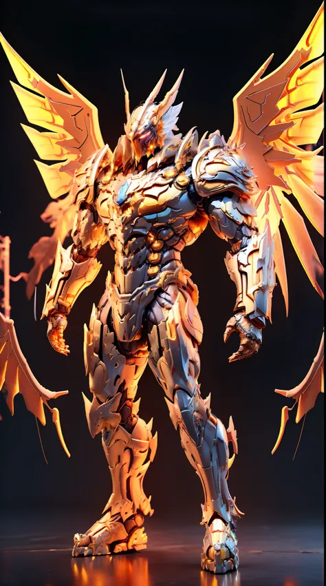 GOLDEN DRAGON KING, BATTLE ARMOR, (A PAIR OF BIG WINGS:1.5), TRANSPARANT, STANDING, MUSCULAR BODY.