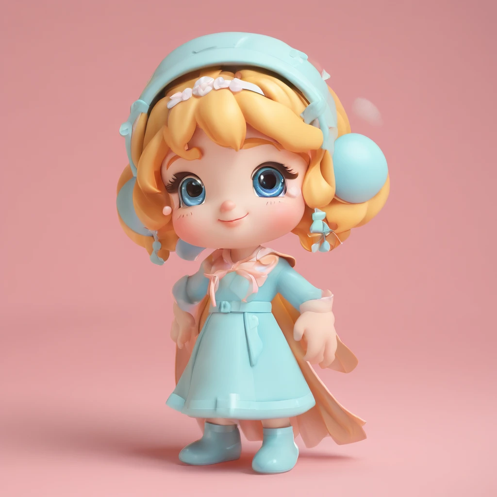 super cute girl IP by pop mart, Bright eyes, cherub,Little white dress, Clay, Models, a blind box toy, Glossy and delicate,Clean background, Good gloss, 3D rendering of,Best quality