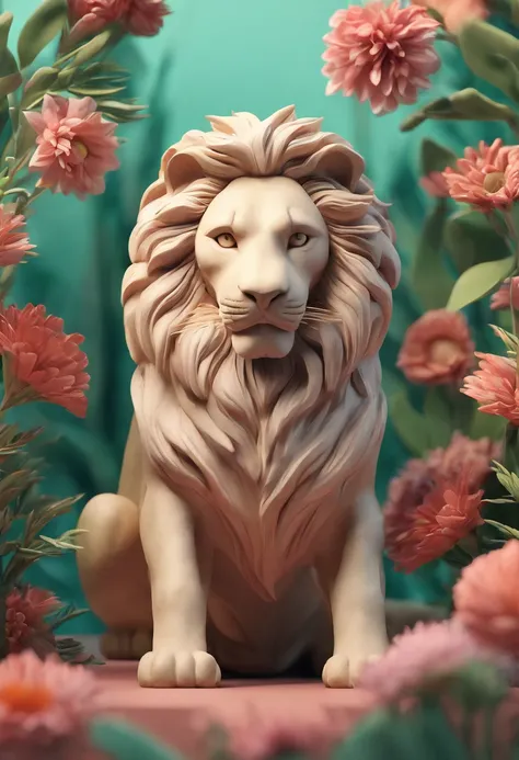 a stunning photo of a couple lion surrounded by plants in a flower meadow, 8k resolution concept art( intricate details:1.2), sunlight, (high quality:1.2), trending on artstation, 8k, absurdres, extremely detailed fur, (close up:1.1)